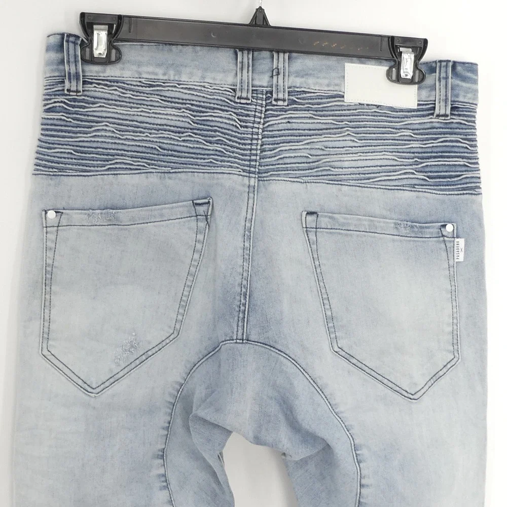 Nena & Pasadena Skinny Fit Distressed Light Wash Blue Jeans‎ Men's 34 34x30